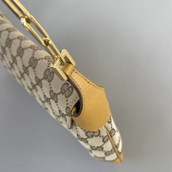 Gucci GG Canvas Tan Tiger Charm Jackie Gold Chain Shoulder Bag Tom Ford Era - Picture 12 of 16